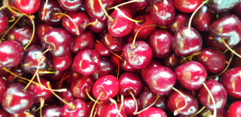 Cherries on display at market.