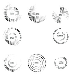 Set of halftone dots in circle form. round logo . vector dotted frame . design element