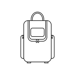 Sketch school backpack, vector illustration, black outline white background, icon, design, coloring