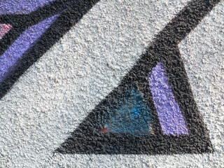 Landscape style. Grungy concrete surface with cracks, scratches traces of different colors paint on...
