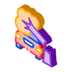 car crashed into tree icon vector. isometric car crashed into tree sign. color isolated symbol illustration