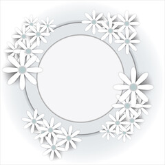 White flower on mirror Paper cut style