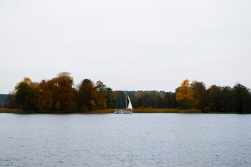 Old wooden boats near the beach of Trakai Gavle lake l, Lithuania