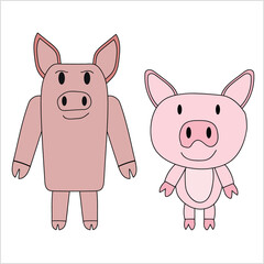Doodle Art Happy Pig art Design