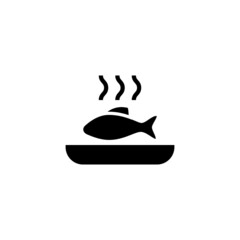 Cooked fish vector icon in black solid flat design icon isolated on white background