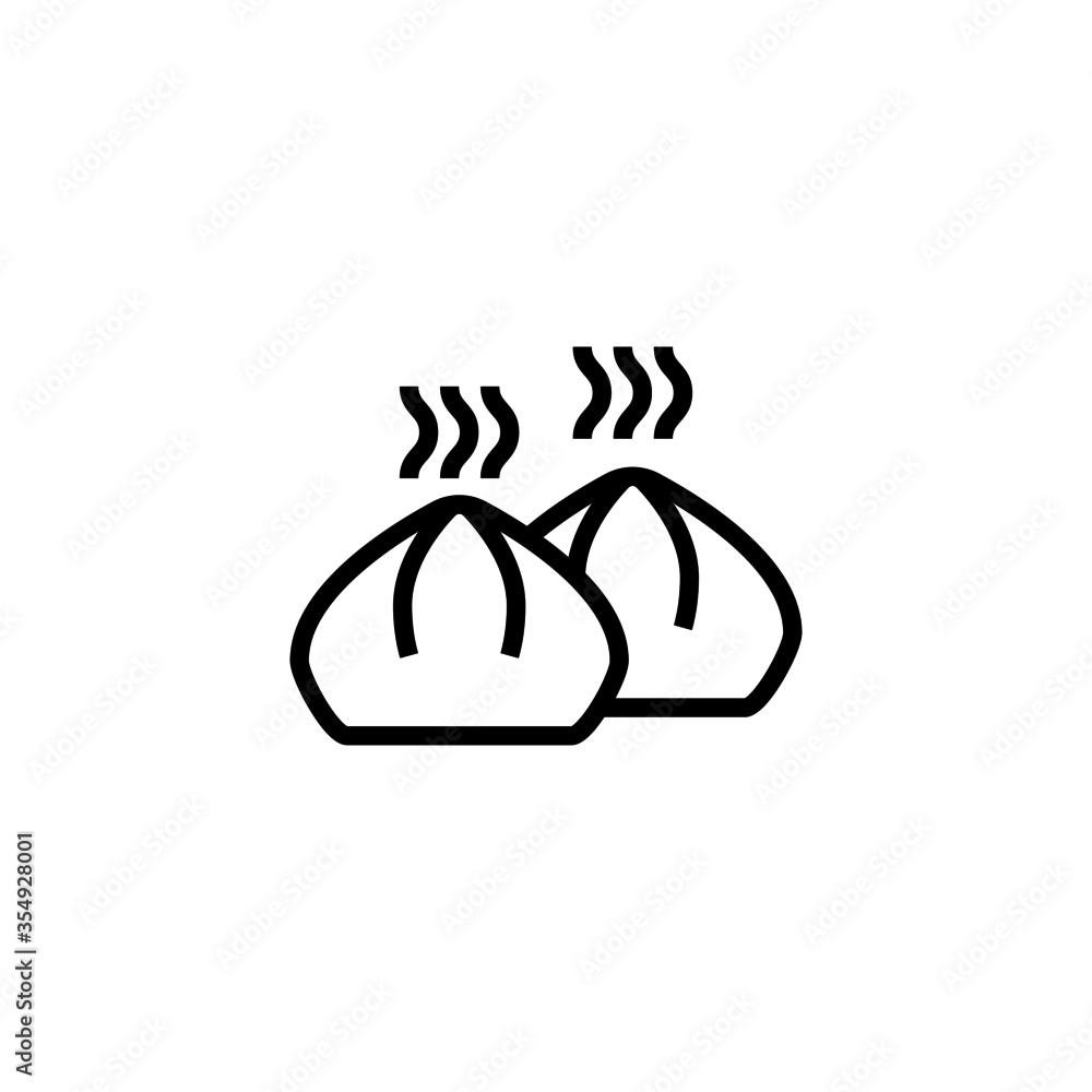 Poster wonton vector icon in linear, outline icon isolated on white background