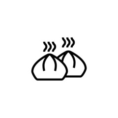 Wonton vector icon in linear, outline icon isolated on white background
