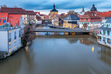 Obraz premium Bamberg. Old city embankment at sunset.