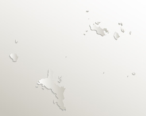 Seychelles map, effect 3D paper natural blank