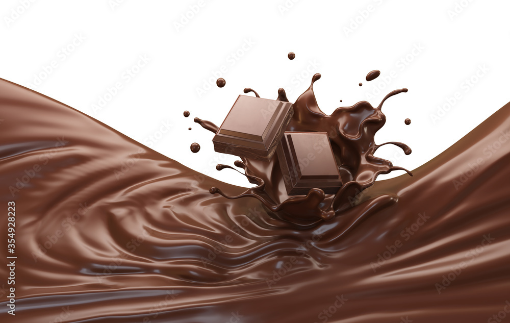Aufkleber chocolate or cocoa splash abstract background, 3d rendering include clipping path.