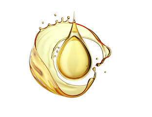 Olive or engine oil splash and drop isolated on white background, 3d illustration with Clipping path. - obrazy, fototapety, plakaty