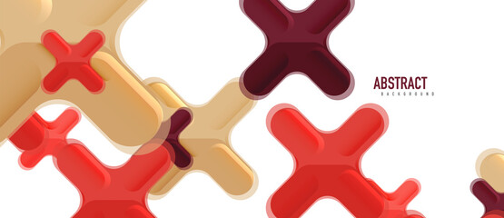 Obraz premium Glossy multicolored plastic style cross composition, x shape design, techno geometric modern abstract background. Trendy abstract layout template