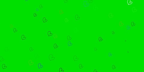 Light Blue, Yellow vector background with Shining hearts.