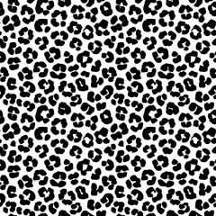 Leopard print seamless background pattern. Black and white
