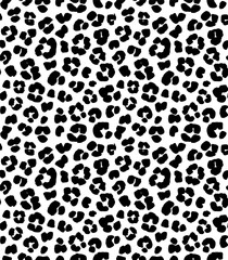 Leopard print seamless background pattern. Black and white