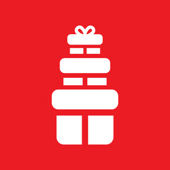 Gift box icon on red background, Birthday gift