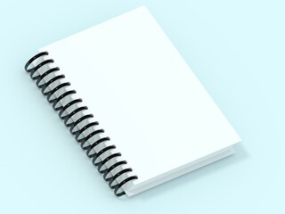BLANK SPIRAL NOTEBOOK ISOLATED ON WHITE BACKGROUND MOCKUP 3D ILLUSTRATION