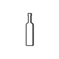 Vodka bottle line. Simple template. Isolated object. Symbol in thin lines for alcoholic institutions, bars, restaurants, pubs and night clubs. Dark outline. Flat illustration on white background