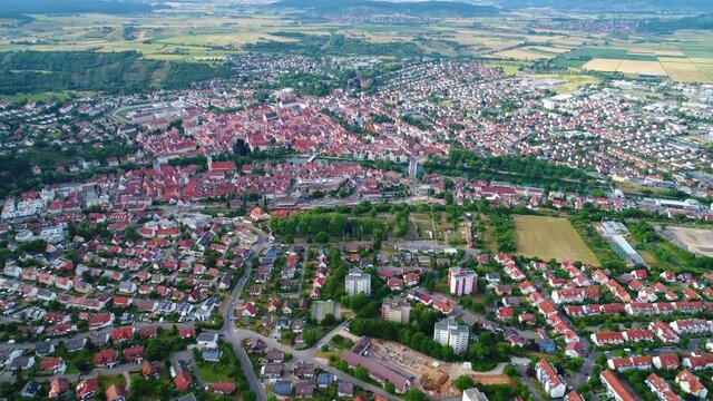 Aerial view Rottenburg am Neckar, Germany.