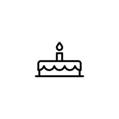 Celebration cake vector icon in linear, outline icon isolated on white background
