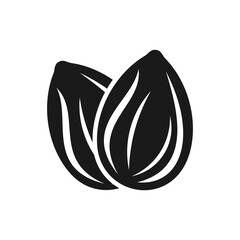 Almond icon. Nut vector illustration isolated  on white background. 