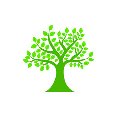 Abstract vector green tree on white background. Stock illustration