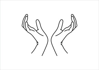 Holding hands gestures vector outline illustration
