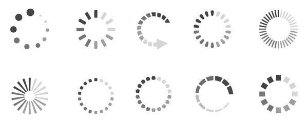 set of loading icon. loader bar circle icons. vector illustration