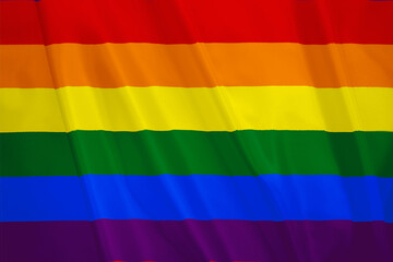 Fototapeta na wymiar LGBT wave rainbow flag for symbol of pride month social movement rainbow flag is a symbol of lesbian, gay, bisexual, transgender, human rights, tolerance and peace.