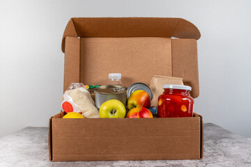 Open donation box food supplies for people in isolation