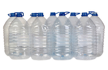 Empty plastic bottles for water. Isolated objects on a white background