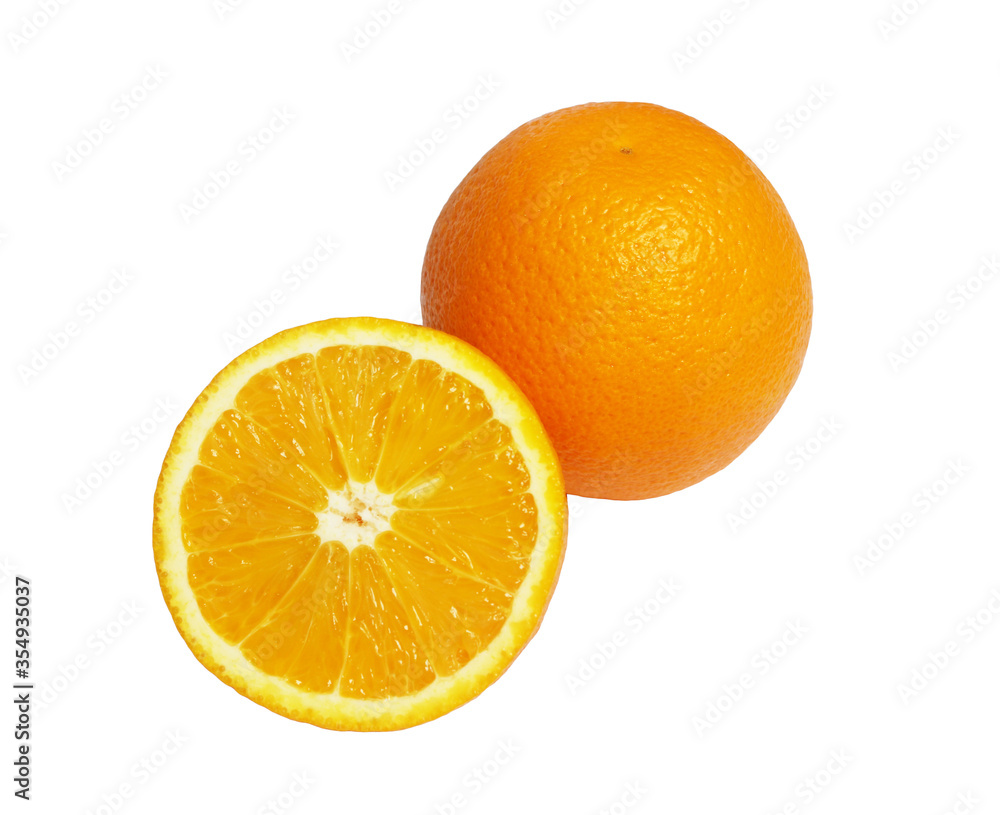 Wall mural fresh orange isolated on white background