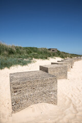 Fortified Military pillbox from World War 2 guarding the beach at Fraisthorpe on the East Yorkshire...