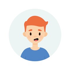 Happy boy on a white background.  Avatar of a young man talking.