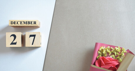 December 27, Cover of love with rose bouquet.	
