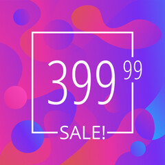 Sale sticker or tag vector template with abstract background, white frame and sample text