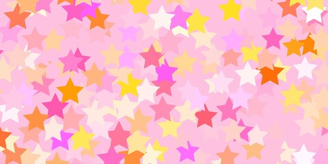Light Pink, Yellow vector layout with bright stars. Colorful illustration in abstract style with gradient stars. Pattern for new year ad, booklets.