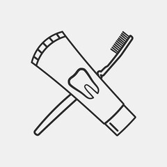 Outline toothbrush and toothpaste icon illustration vector symbol