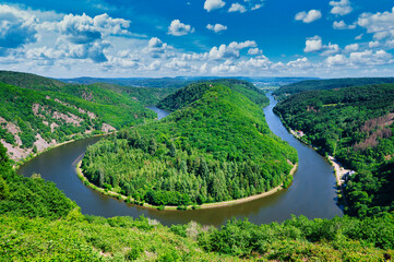 A bend in the river Saar, also known as Saarschleife near the German city of Mettlach.