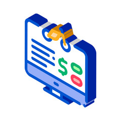 bike sharing services computer option icon vector. isometric bike sharing services computer option sign. color isolated symbol illustration