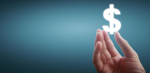 Money icon us dollar in  hand, business concept