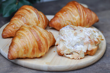 almond croissant and butter croissant