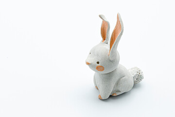 little clay white pottery rabbit 5