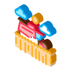 tractor in wheat field icon vector. isometric tractor in wheat field sign. color isolated symbol illustration