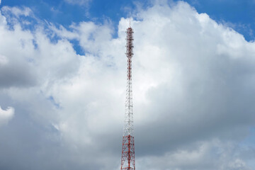 Radio communication towers against the sky backdrop , Ideal for use in the design put images and...