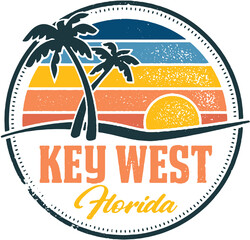 Key West Florida Vintage Travel Stamp - obrazy, fototapety, plakaty