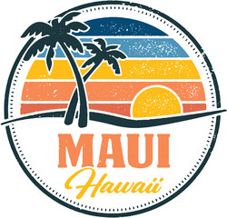 Maui Hawaii USA Vintage Travel Stamp - obrazy, fototapety, plakaty