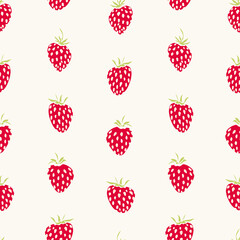 Vector geometric strawberry pattern. Graphic modern summer repeating design. Hand drawn bright berry fruit pattern, half drop on white background. Modern simple summer backdrop.