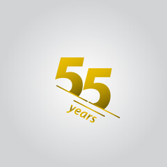 55 Years Anniversary Celebration Gold Line Vector Template Design Illustration