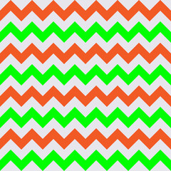 Abstract white orange green geometric zigzag texture. Vector illustration.